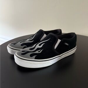 Vans Kids Black and Gray Flame Sneakers